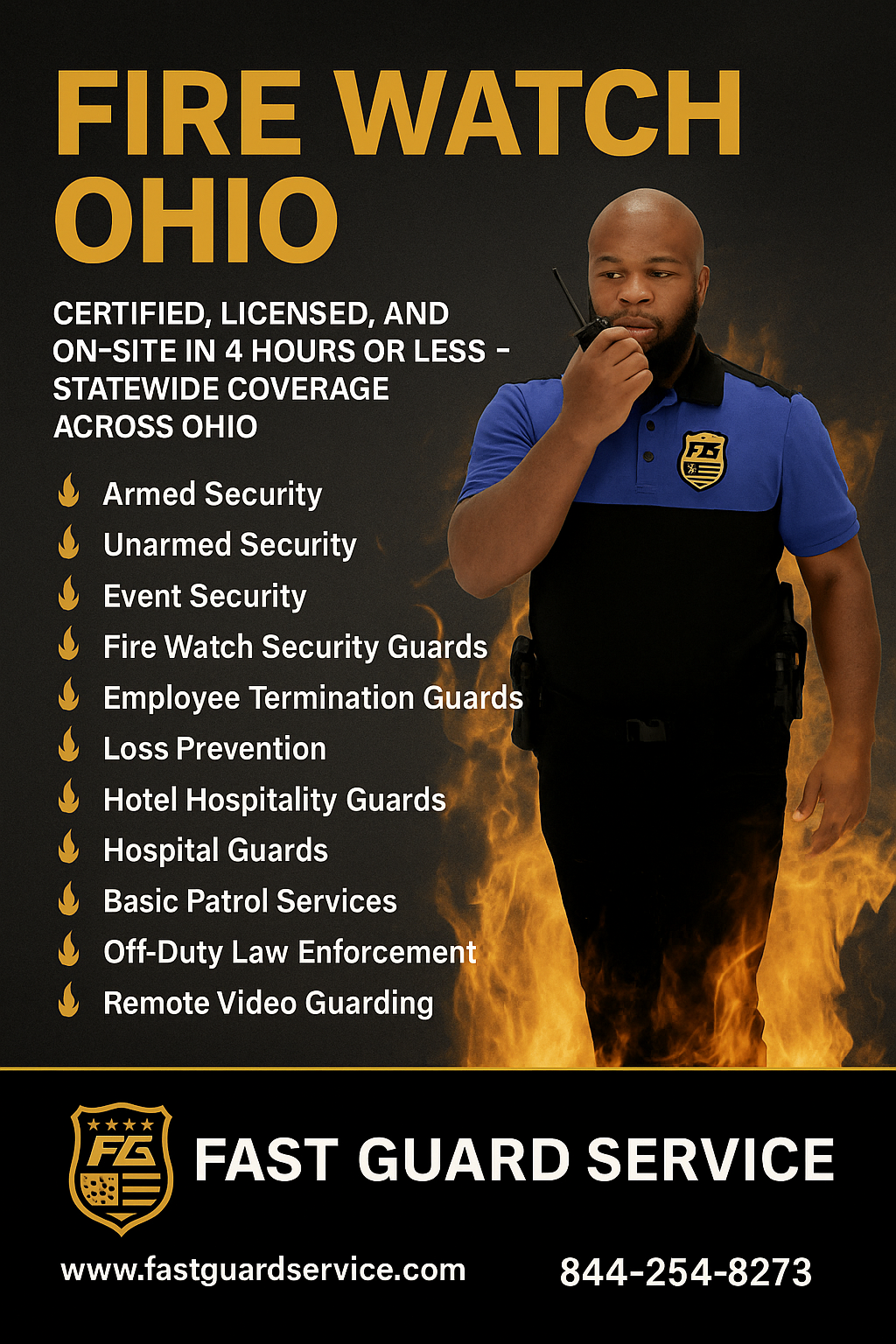 Fire watch ohio Flyer with a fast guard radioing in