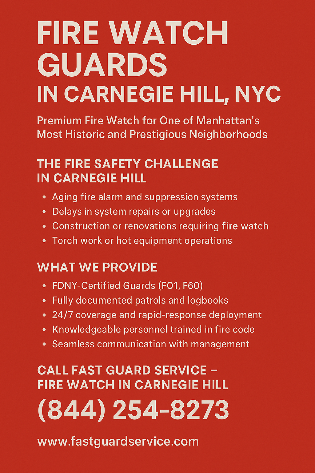 Fire Watch Guards in Carnegie Hill, NYC